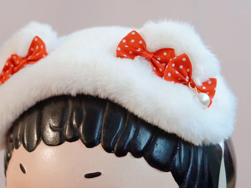 Original Handmade Bear Ear Bowknot Plush Headband Lolita Brown Japanese Korean Style