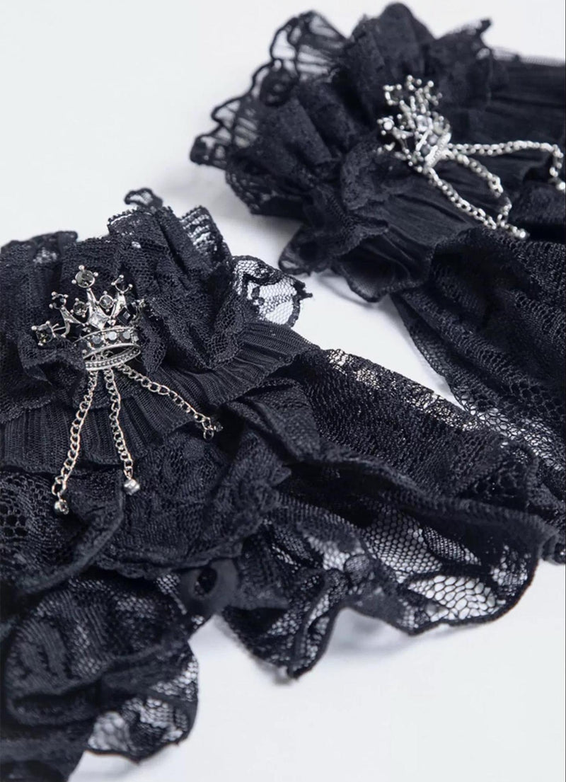 G.L.P - Crown Decoration - Gothic Lolita Lace Cuffs with Crown Details - product detail 6