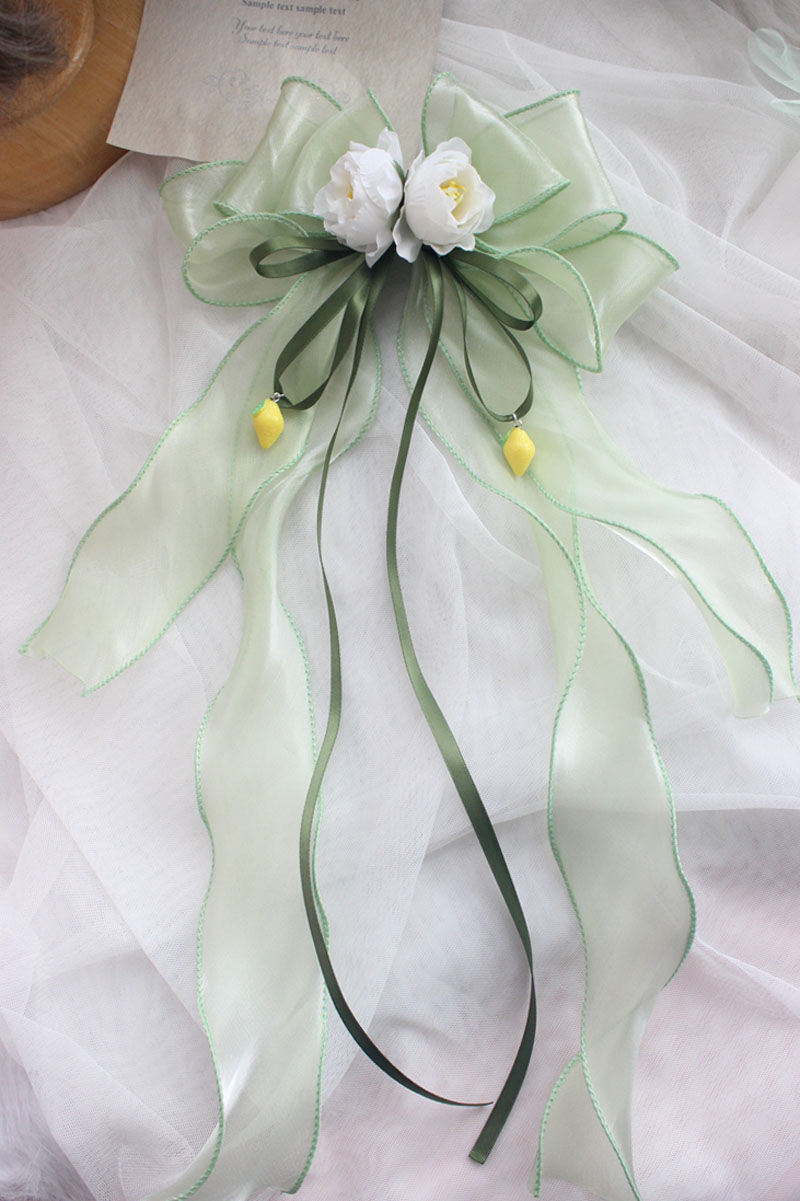 Original Design Hanfu Lemon Lily Hair Accessories Set Summer Ancient Style Lolita Green Fresh Side Clip Necklace