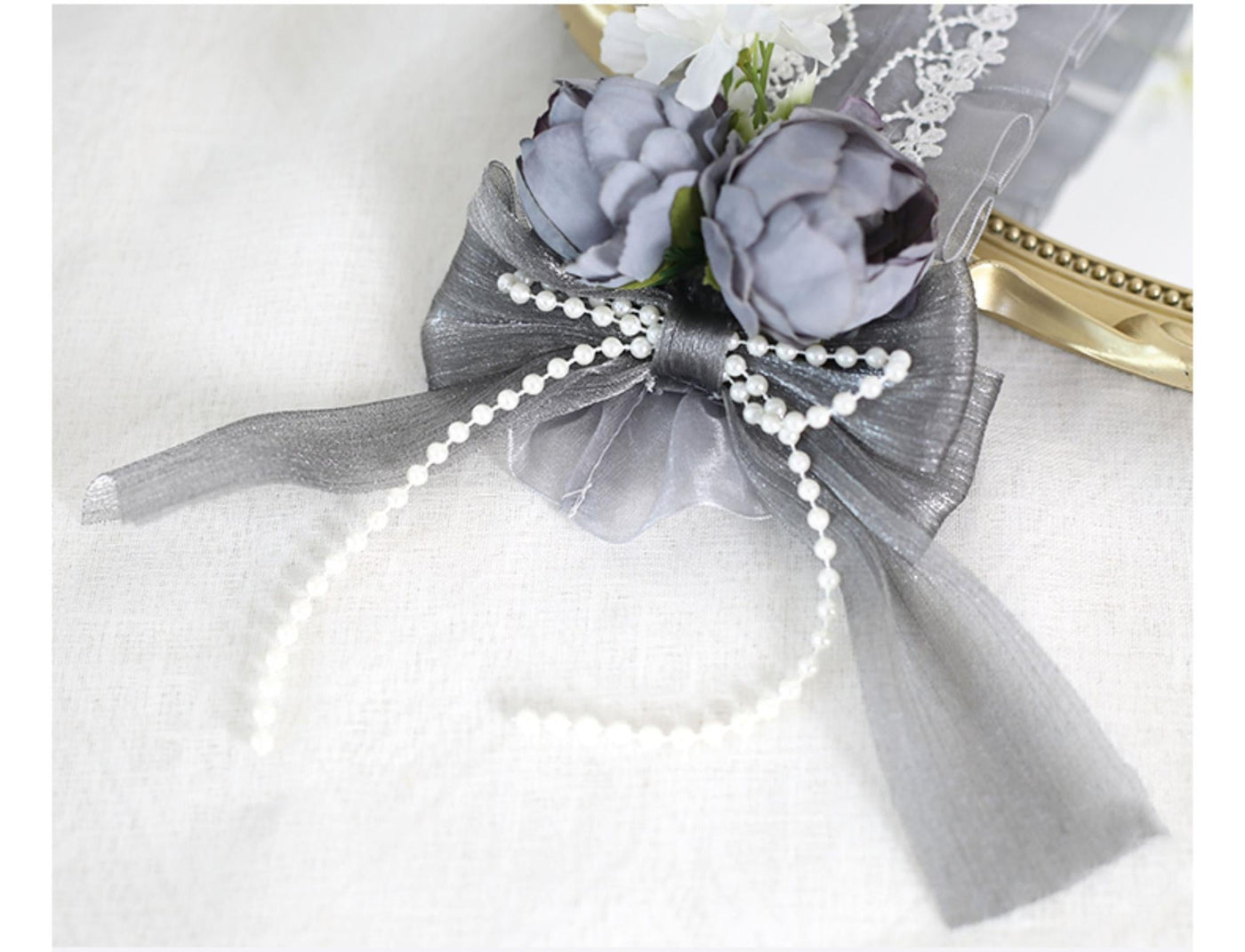 Xiaogui - Elegant Lolita Floral Lace Handmade - Headband Headwear