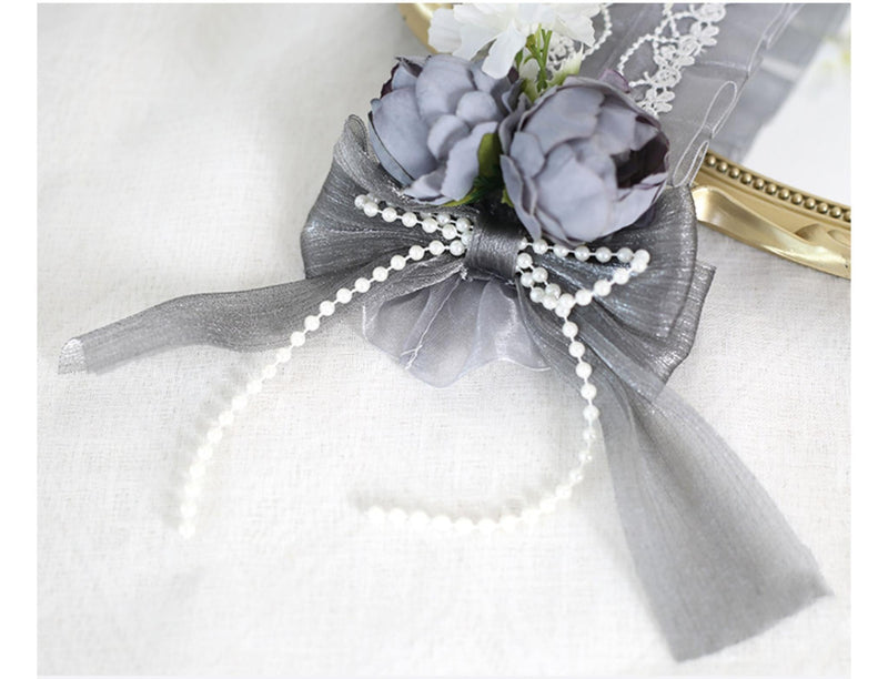 Xiaogui - Elegant Lolita Floral Lace Handmade - Headband Headwear