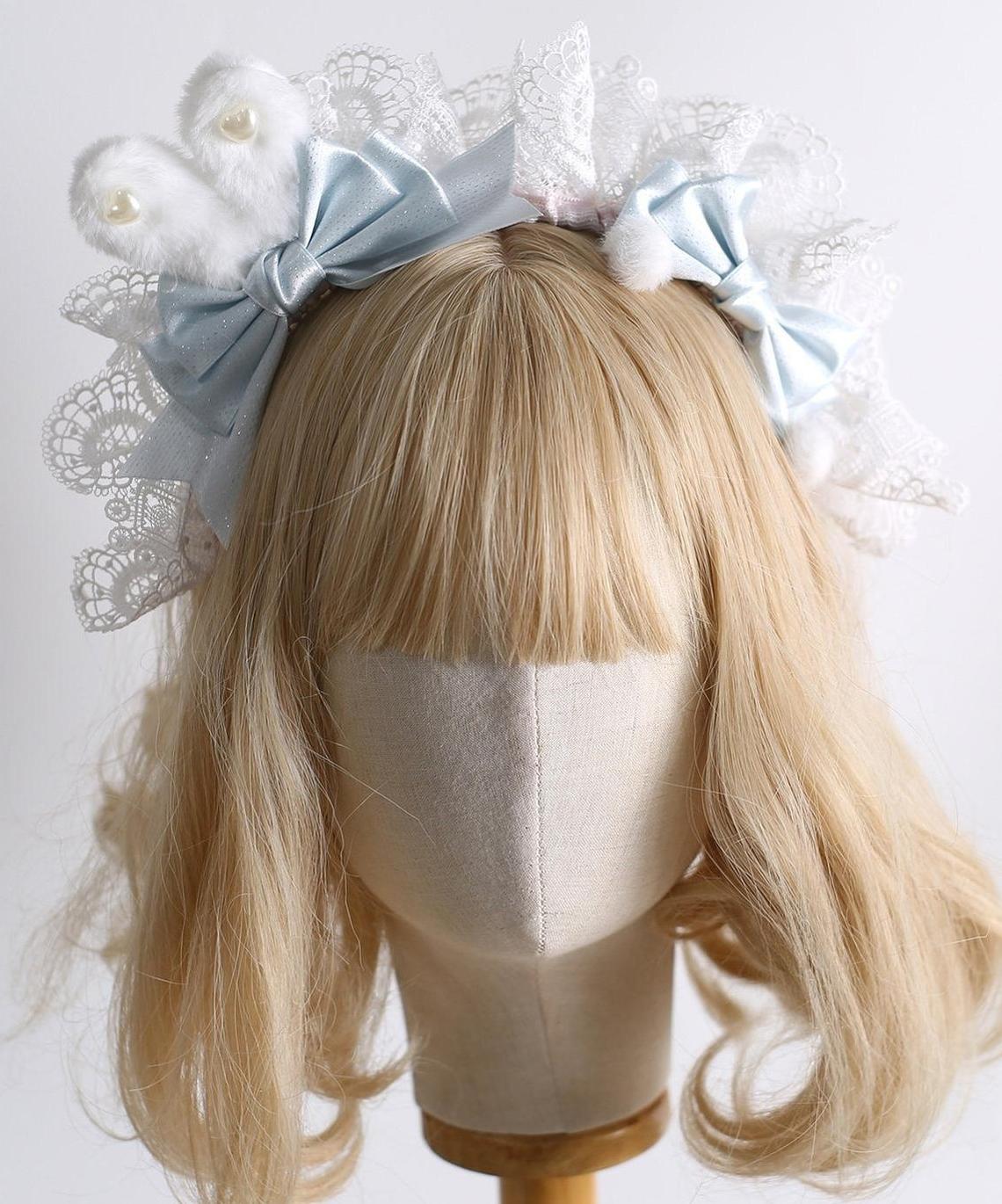 Xiaogui - Lolita Headdress - Bunny Ear KC, Embroidered Lace Headwear