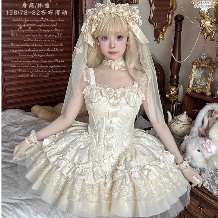 ZhiJinYuan - Floating Light Dream-Summer Sweet Elegant Ballet Short JSK Dress - Lolita Fetch