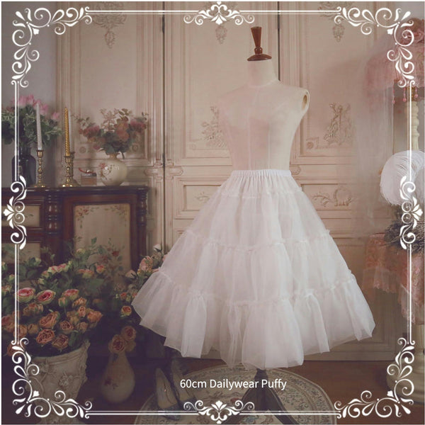 White 60 cm A-line Lolita petticoat on mannequin