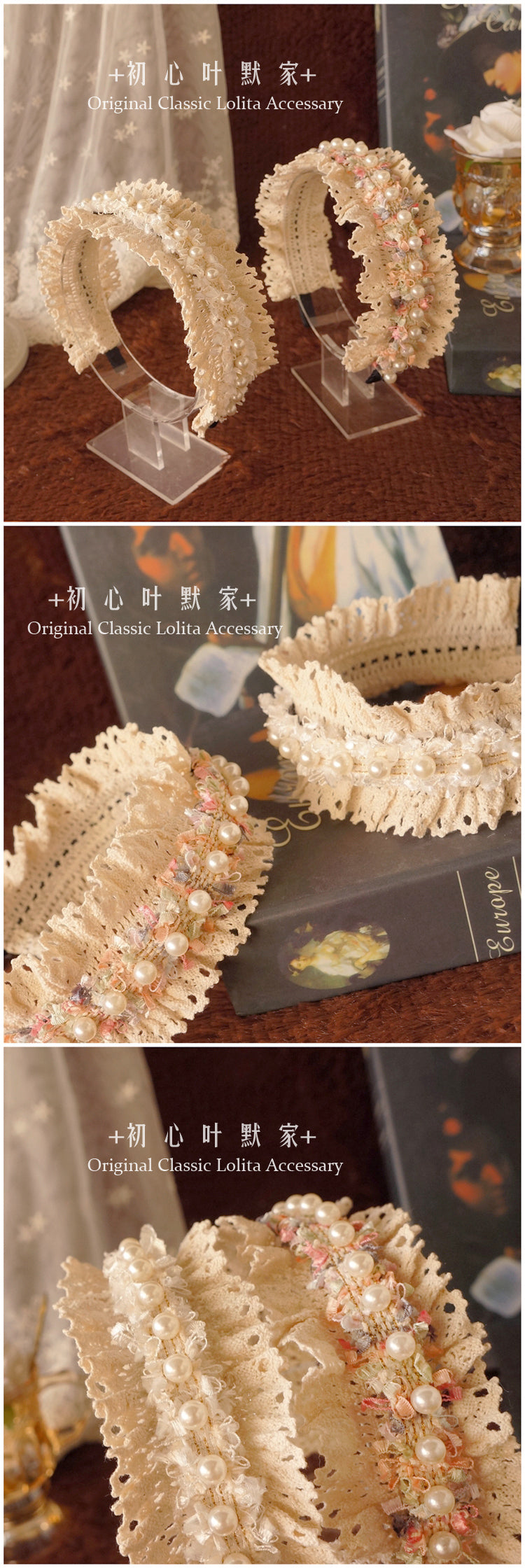 Vintage European Court Style Pearl Headband Lace Headband Beautiful Fairy Lolita Headband Hair Accessory