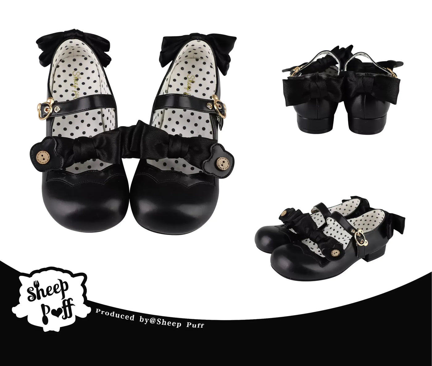 sheeppuff - Bear Room 1.0 - Bow Lolita Shoes with Bear Buckle - option image