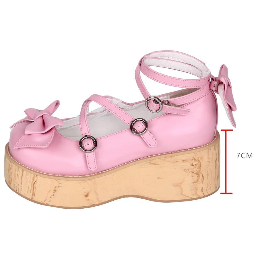 Angelic imprint - Sweet Lolita Platform Shoes - Wood-grain Outsole Shoes