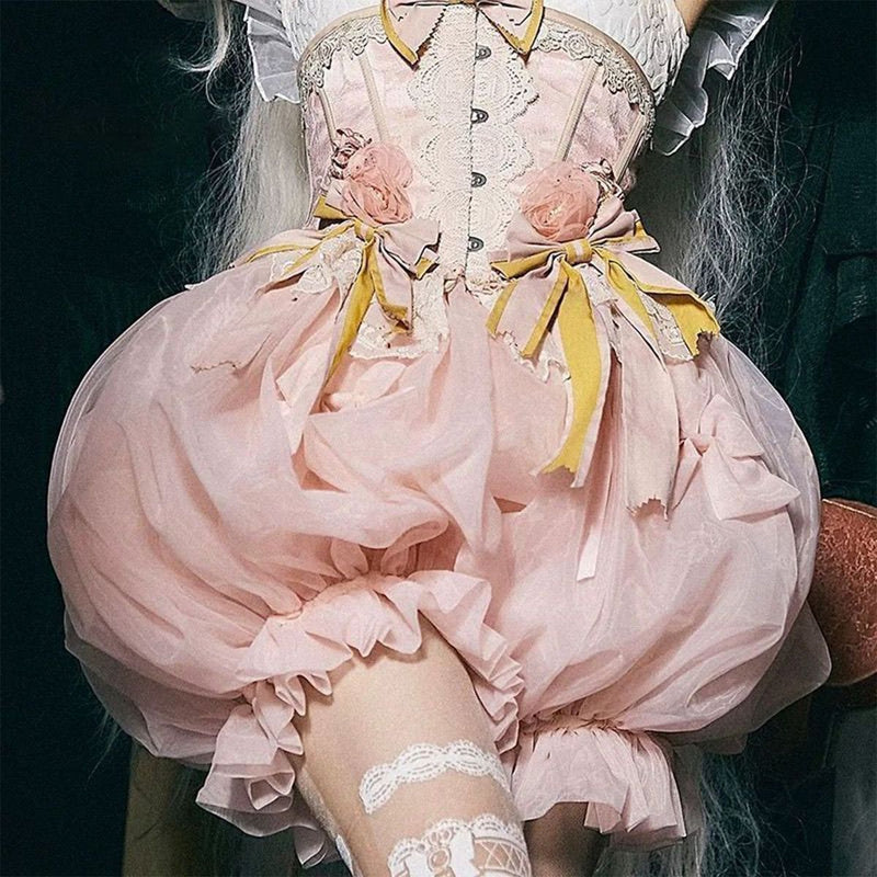 Cloud Puff Organza Lolita Bloomer Petticoat - pink colour