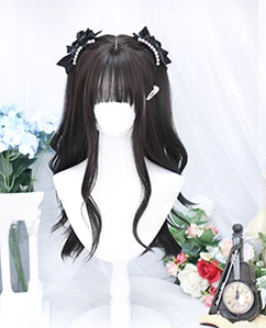 Dalao Home - Daily Long Curly Wavy Black Tea - Lolita Wig Wig