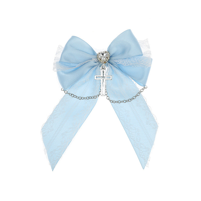 Original Mass-Produced Handmade Hair Accessories Japanese JK Lolita Cross Lace Bowknot Hair Clips Hair Accessories - Lolita Fetch