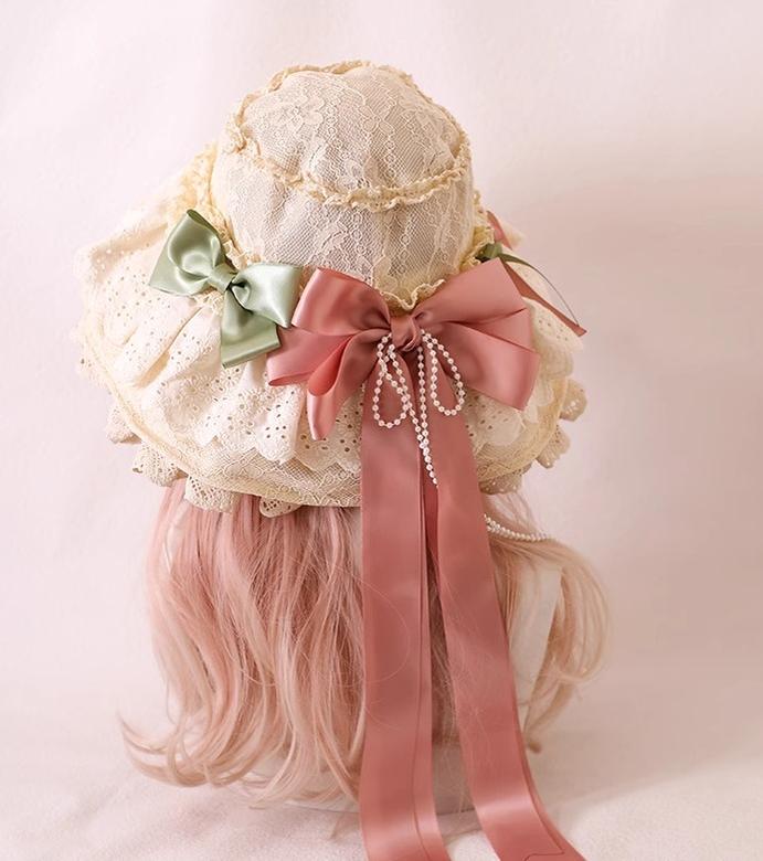 Xiaogui Elegant Lolita Sunshade Hat Floral Headwear