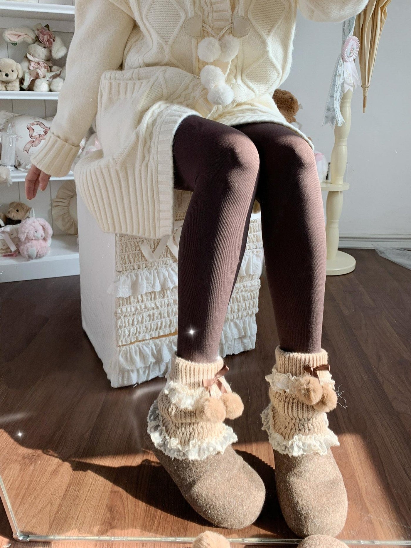 Roji Roji - Daily Lolita Winter Fleece Lining - Pantyhose Socks