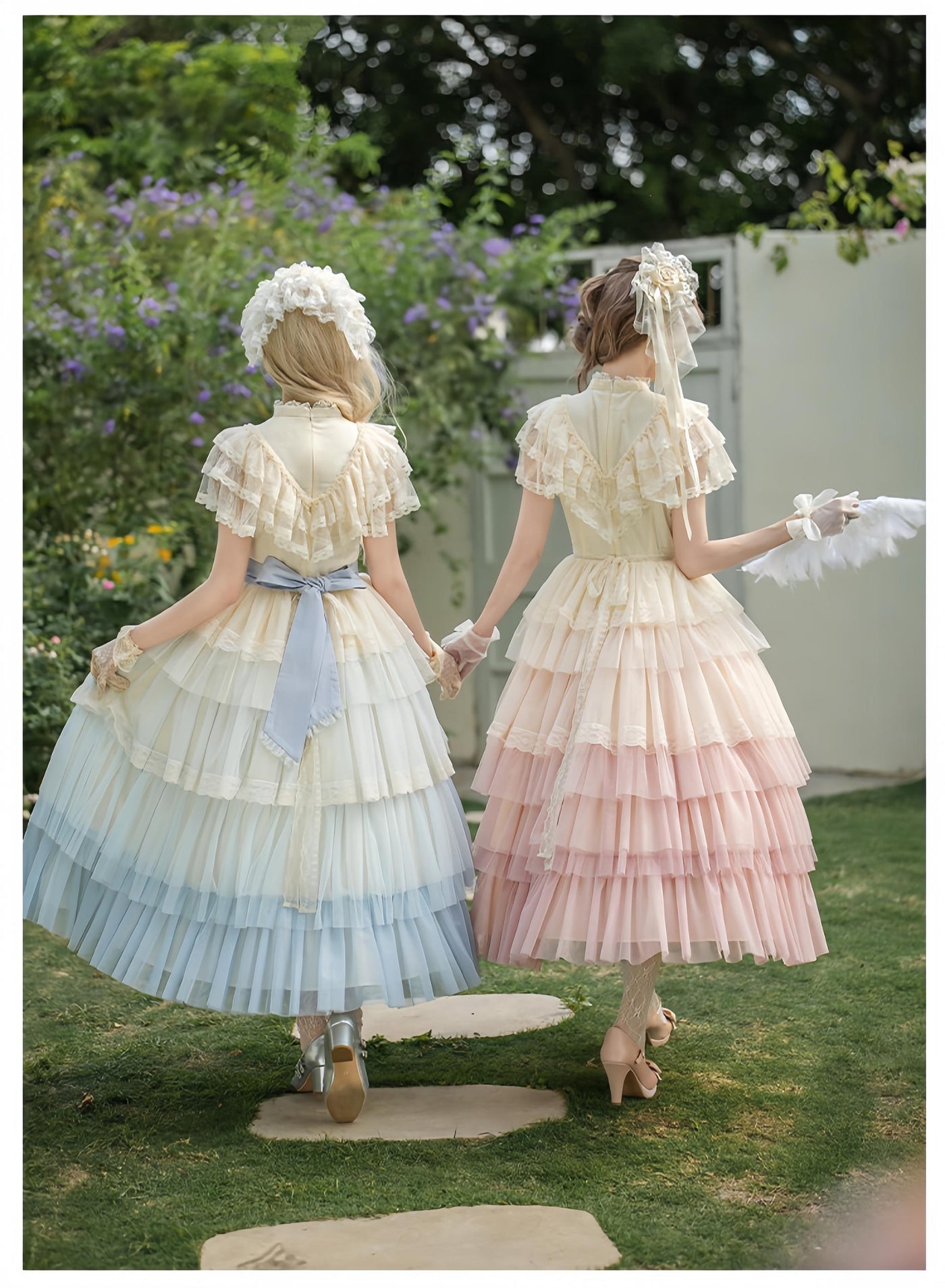 With PUJI - True Vow - Embroidered Classic Lolita Dress, Layered Gradient Hem