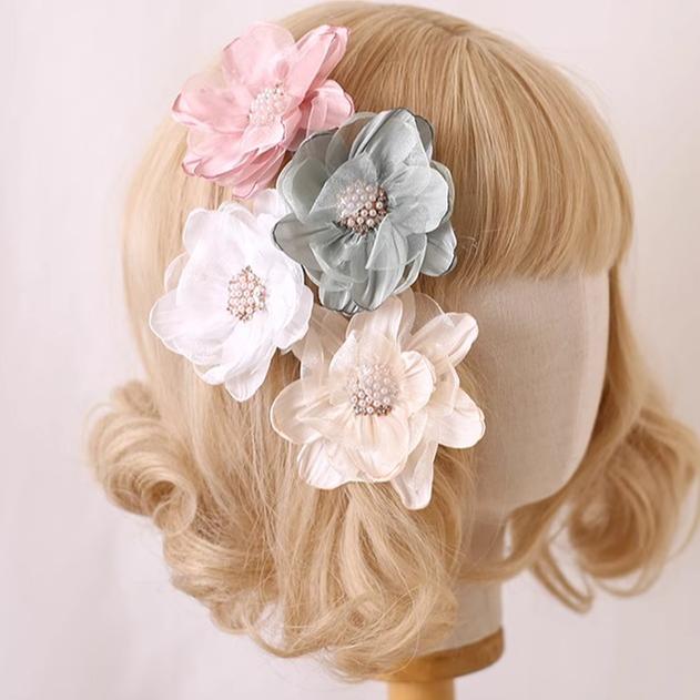 Xiaogui - Elegant Lolita Headdress Organza - Flower Hairpin Headwear