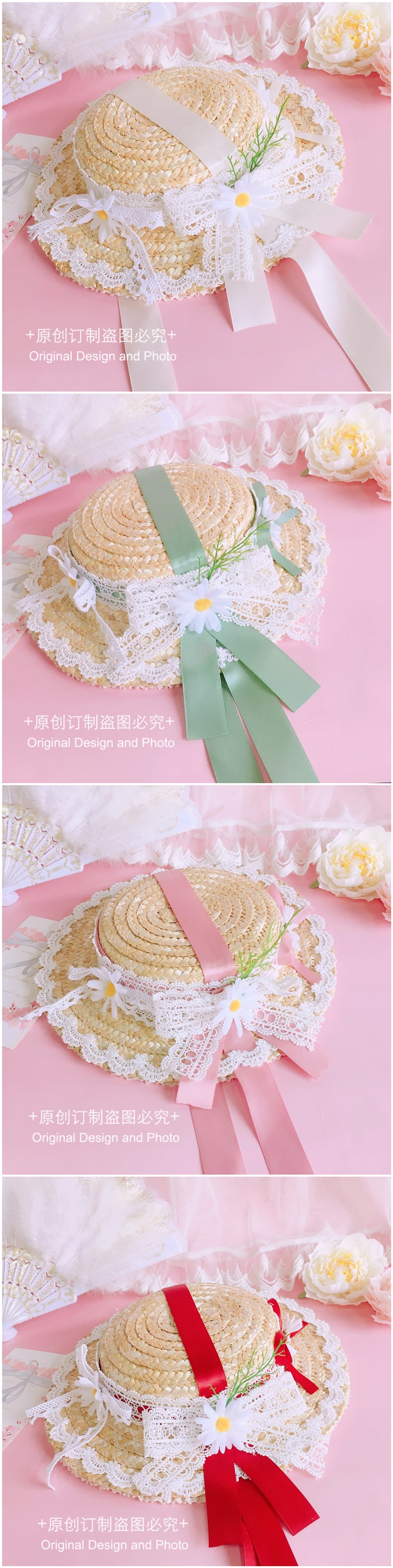 Original Multicolor Lolita Flower Elegant Flat Hat Top Hat Bridal Tea Party Gorgeous Hat Han Western Eclectic Reminiscence