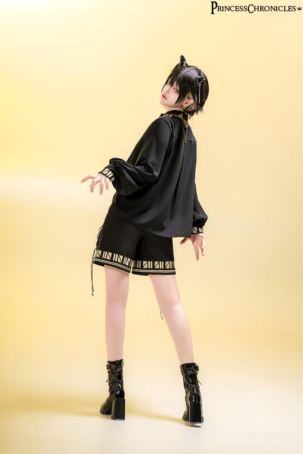 Princess Chronicles - Black Cat - Ouji Lolita Shirt Vintage Blouse
