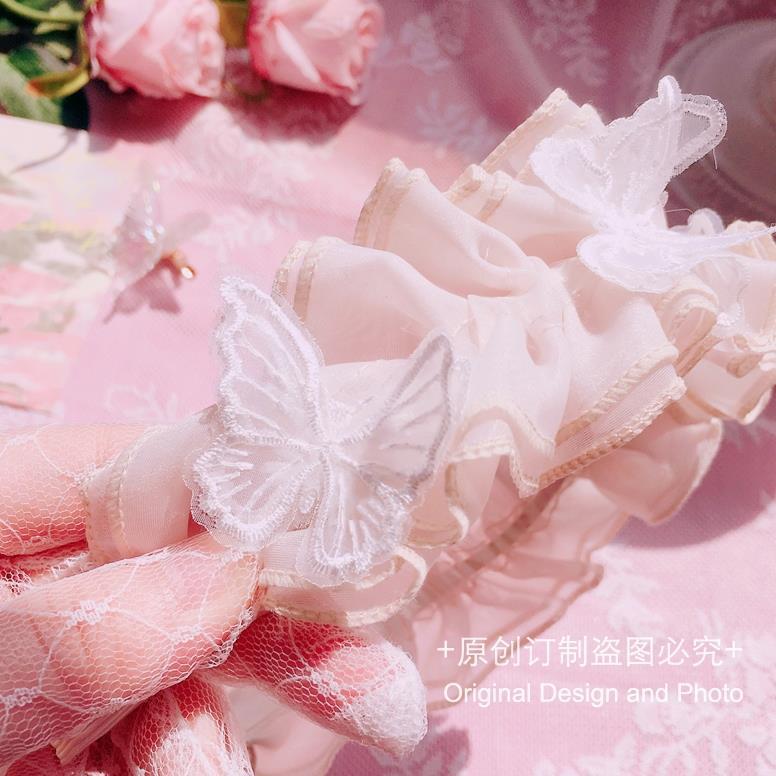 Handmade [Dark Elf] Butterfly Headband Gothic Lolita Natural Color Lace Headband Fairy Style