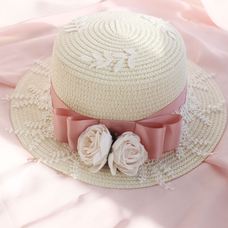 Lolita Daily Elegant Sun Hat Bowknot Straw Hat Universal Versatile Lol