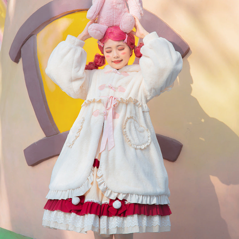 Long-Eared Rabbit" Plush Coat |   Winter Thickened Faux Fur Warm Coat - Lolita Fetch