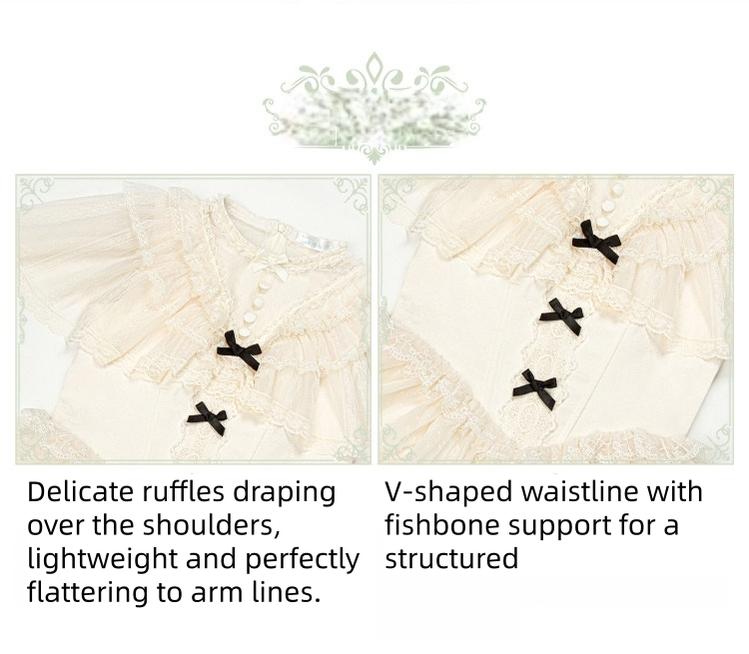 With PUJI - White Mist Promise - Classic Lolita Corset OP Set, Edwardian Collar & Tiered Hem