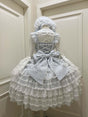 Blue jsk Suspender Skirt+Bow on the back / S