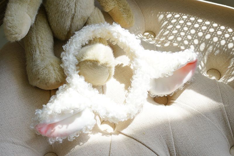 LolitaFetch handmade sheep ear headband, soft animal hair accessory with adorable sheep ears for a cute, whimsical look.