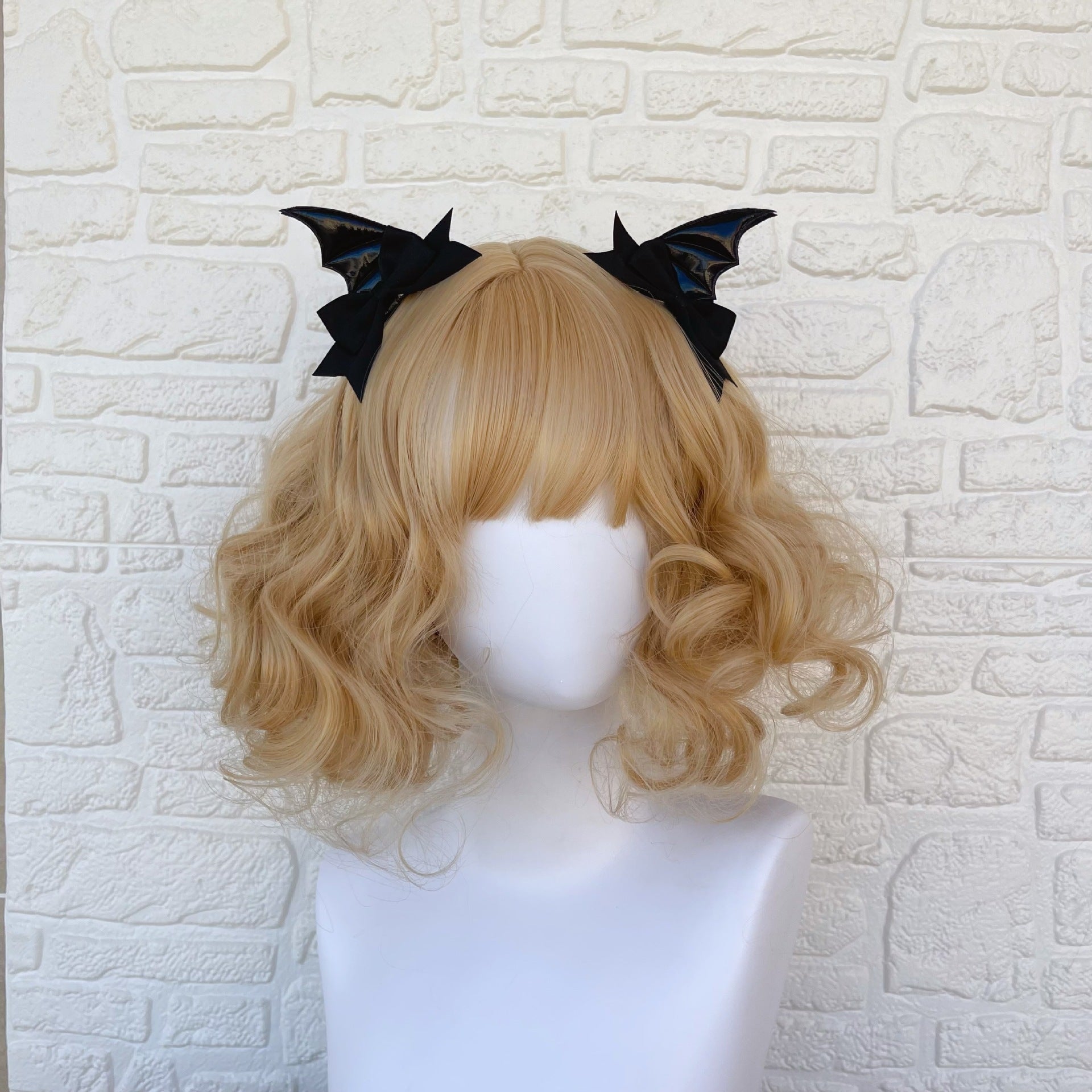 Black Devil Wings Hair Clip Bat Side Clip Bowknot Quirky Halloween Headwear Lolita Gothic Subculture