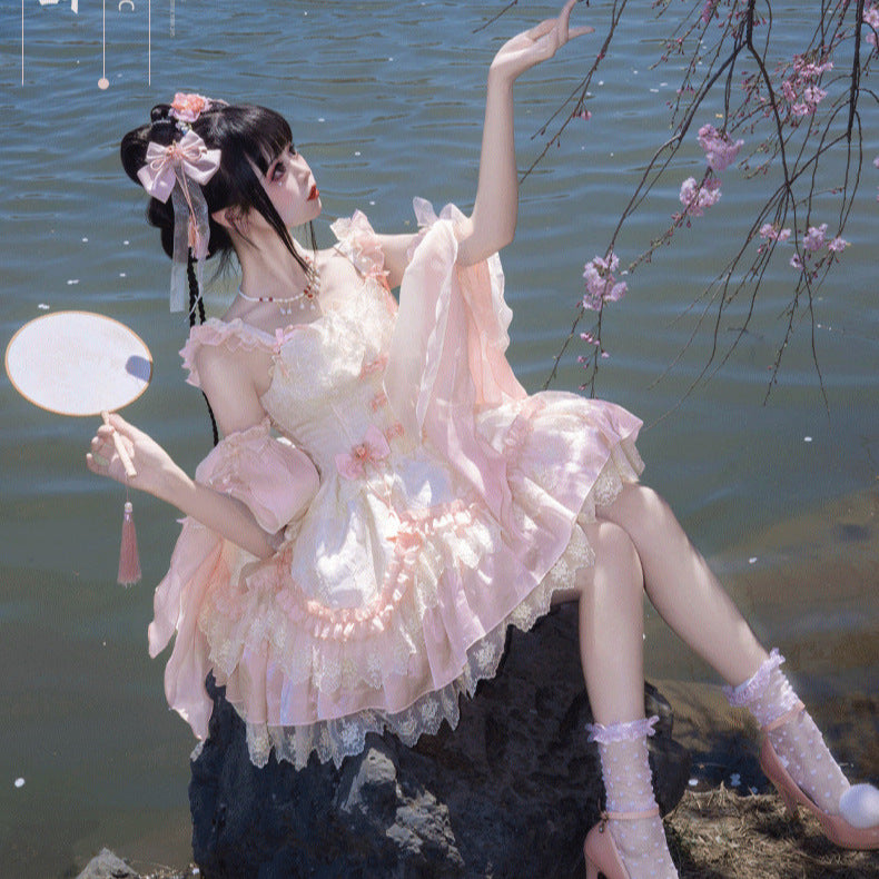 ZhiJinYuan -Flower Poetry - Elegant Sweet Qi Style Full Set Lolita JSK Dress