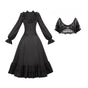 Schwarzes OP-Kleid + abnehmbarer Schal / S