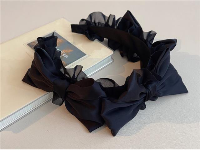 Original Handmade Satin Bow Hairband Lolita Girl Black Bow Hair Accessory
