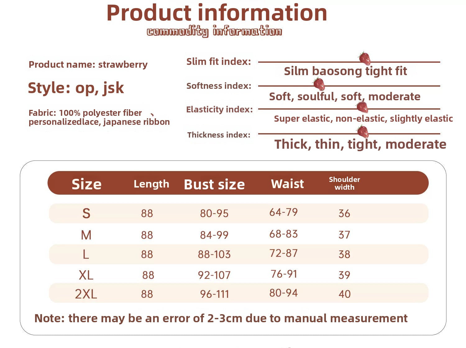 Mengfuzi - Strawberry Pear - Strawberry Handle Picture Sweet Lolita Dress