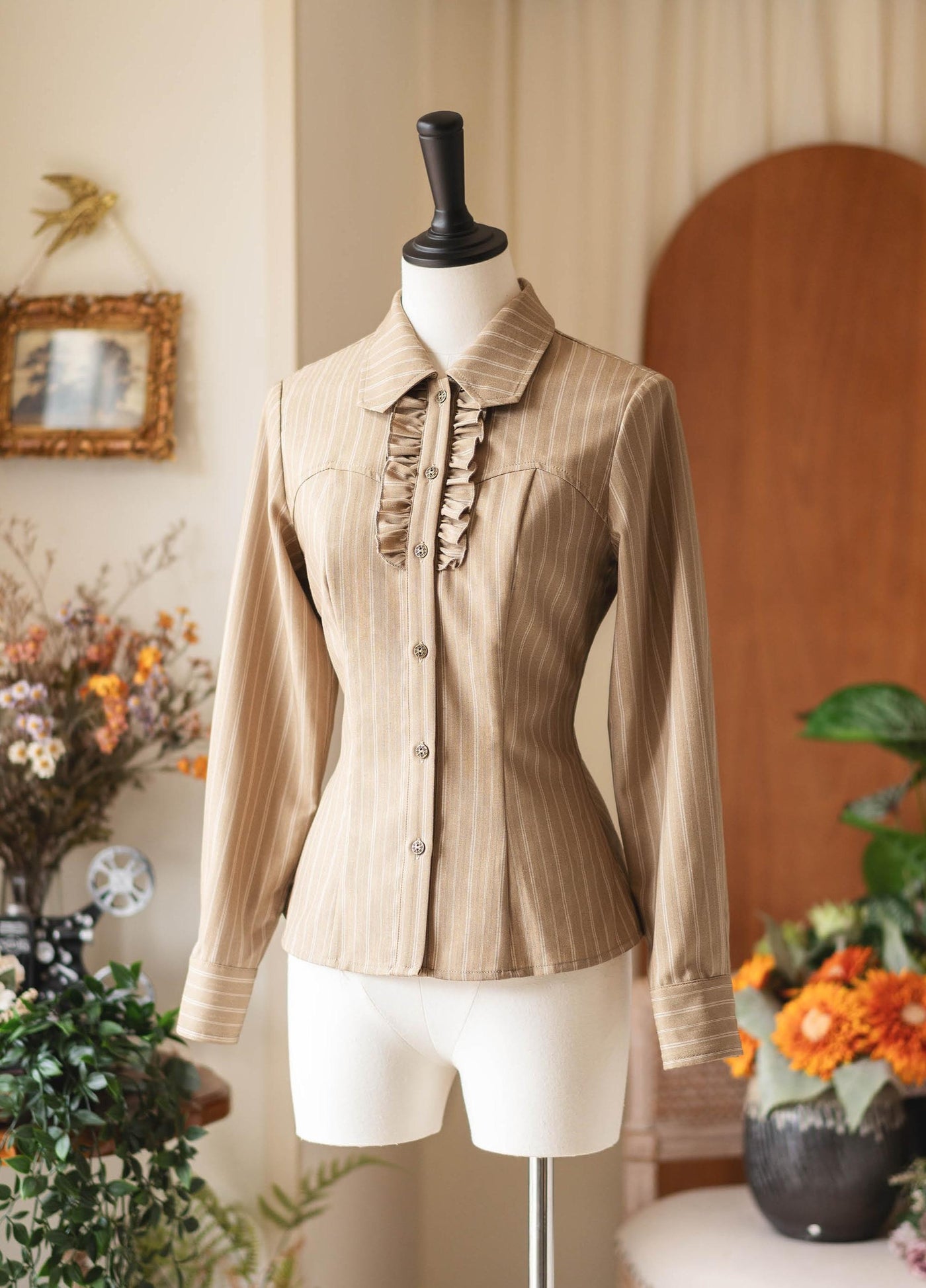 Forest Wardrobe - Forest Ode - Classic Lolita Striped Shirt, Detachable Bow Tie