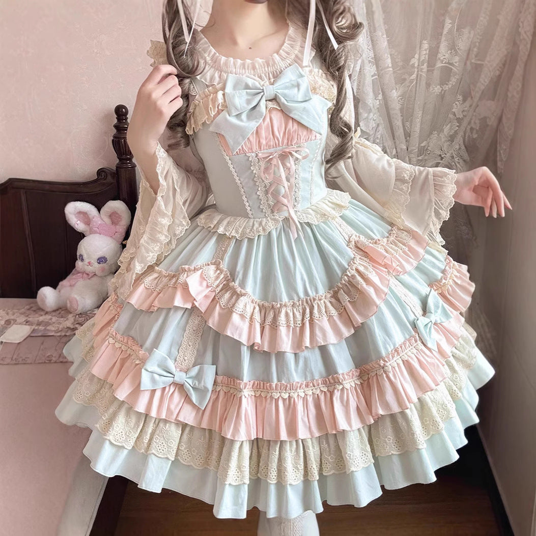 ZhiJinYuan -Sweet Mousse-  Cute Sweet Color-Block Fresh JSK Dress