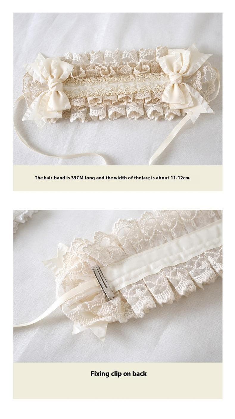 Xiaogui - Elegant Lolita Ivory Lace Hair Band - Headwear