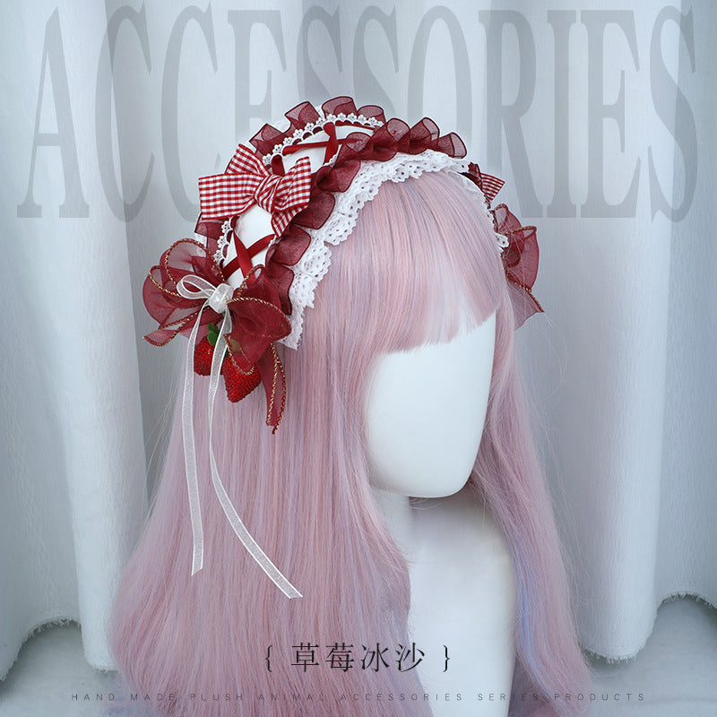 Lolita Hairband Manufacturer In Stock Handmade Lolita Cute Fashion Accessories Strawberry Smoothie Sweet Hair Accessories - Lolita Fetch
