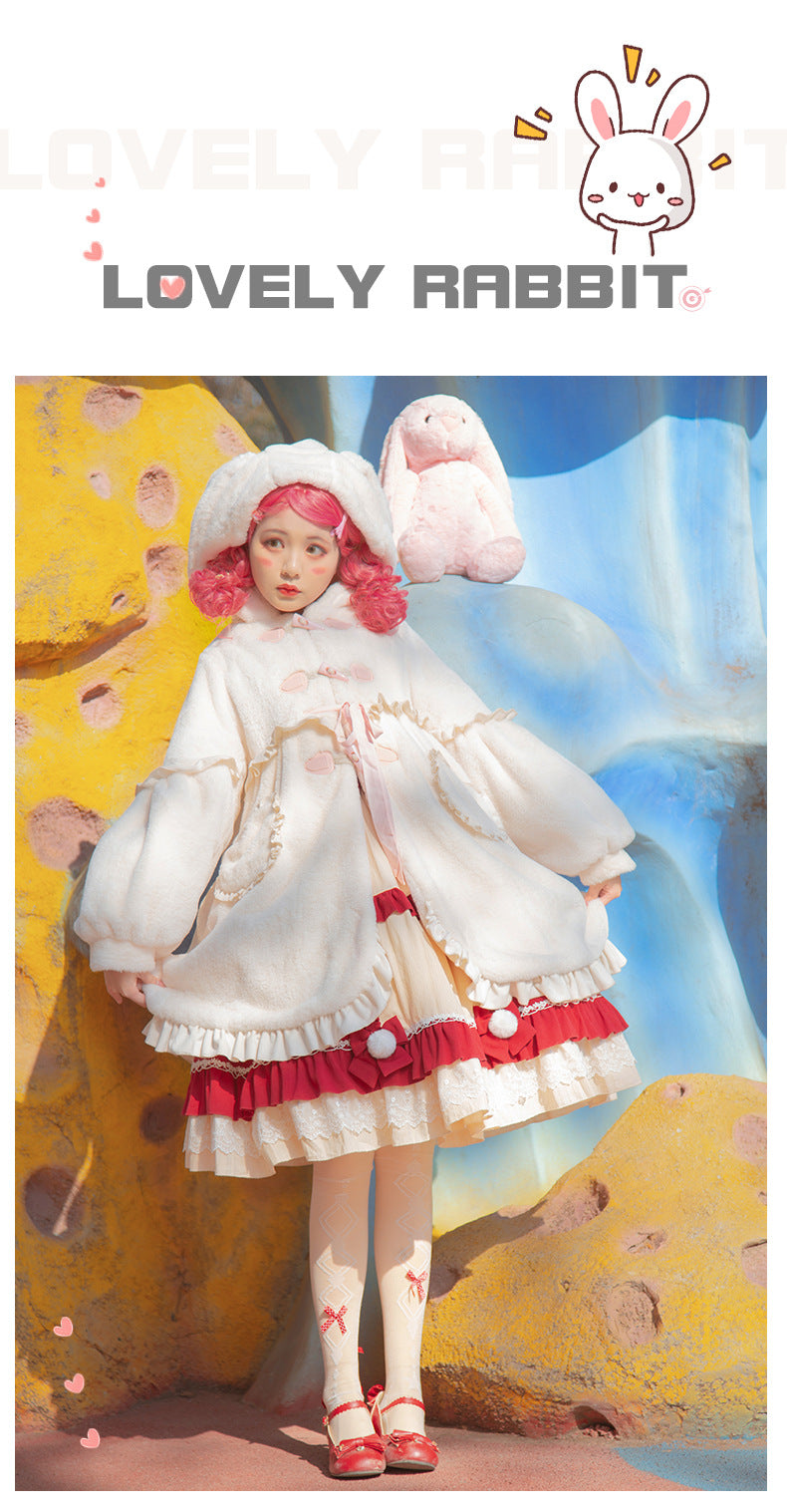 Long-Eared Rabbit" Plush Coat |   Winter Thickened Faux Fur Warm Coat - Lolita Fetch