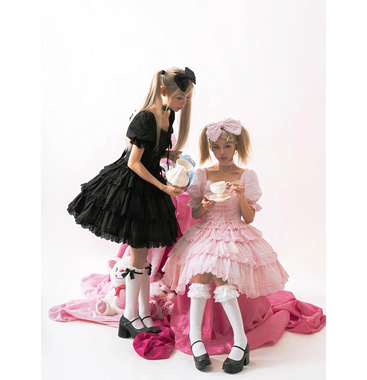 MEEKWIND - Miss Flora - Cotton Sweet Lolita OP and JSK dress options with tiered lace skirts - product detail 5