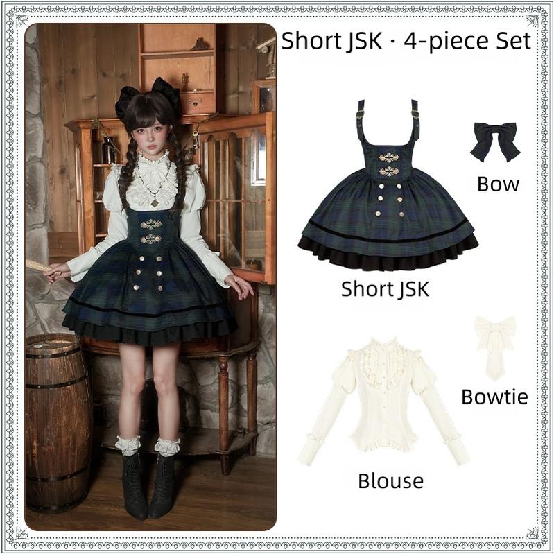 Berlin Souvenir - Plaid Preppy Style Lolita Bust Supporting JSK Outfit (L M S) 43928:790008