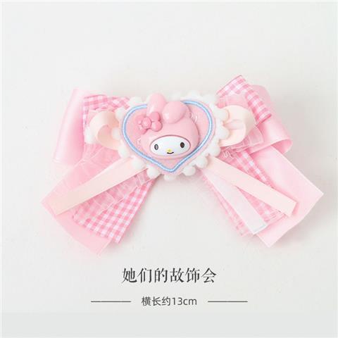 LOLITA Hair Accessories Sweet Bow Hair Clip Cinnamoroll Kuromi Pink Blue Soft Girl Lolita Hair Ornament