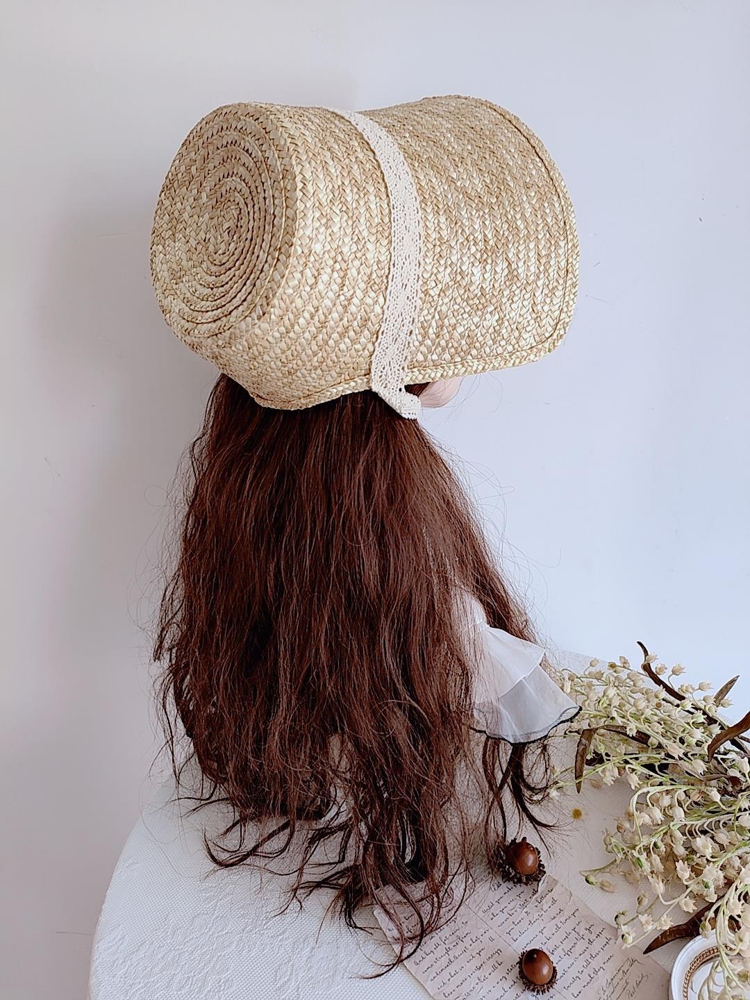 French Retro DIY Bonnet Hat Embryo Classical Elegant Tea Party Lolita Sun Protection Windproof Straw Hat - Lolita Fetch