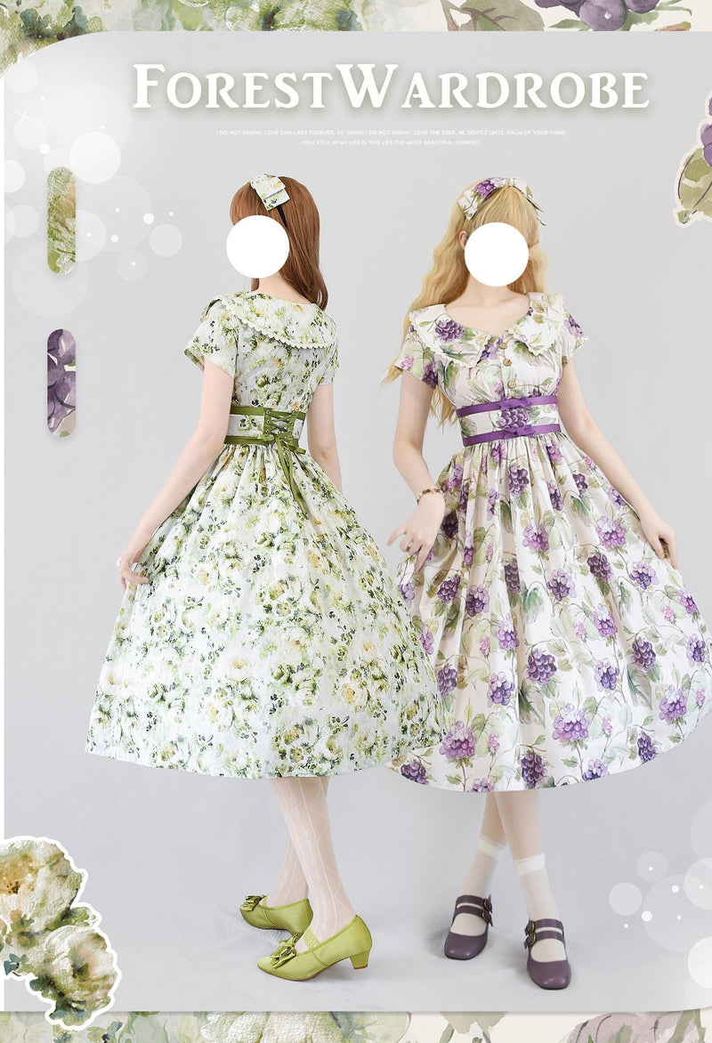 Forest Wardrobe - Forest Holiday - Vintage Daily Lolita Floral Printed OP Dress
