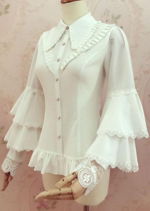 Yilia - Elegant Lolita Long Sleeve Slim Fit - Blouse Innerwear