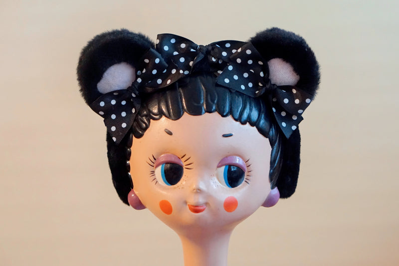 Original Handmade Bear Ear Bowknot Plush Headband Lolita Brown Japanese Korean Style - Lolita Fetch
