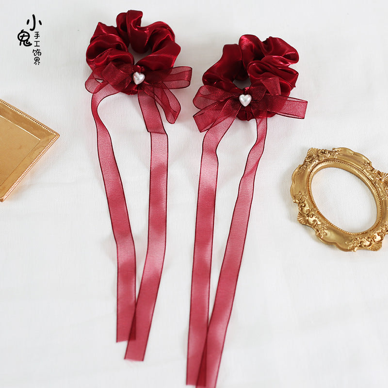 Double Ponytail Lolita Hair Tie Chinese Style Ribbon Bun National Style Girl Bun Hair Accessory Mermaid Princess Hair Tie
