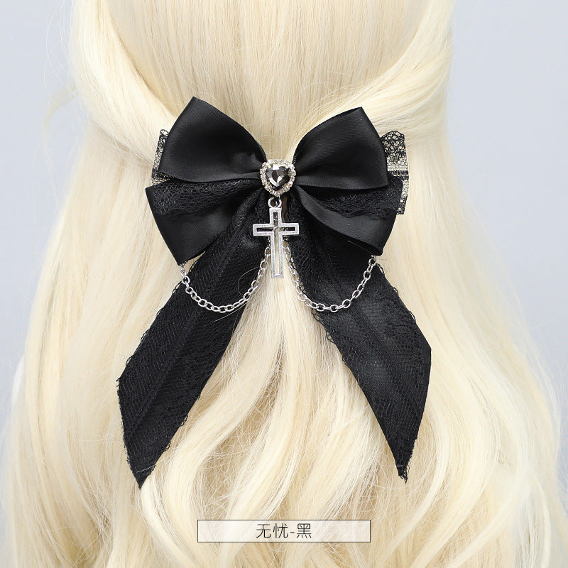 Original Mass-Produced Handmade Hair Accessories Japanese JK Lolita Cross Lace Bowknot Hair Clips Hair Accessories - Lolita Fetch