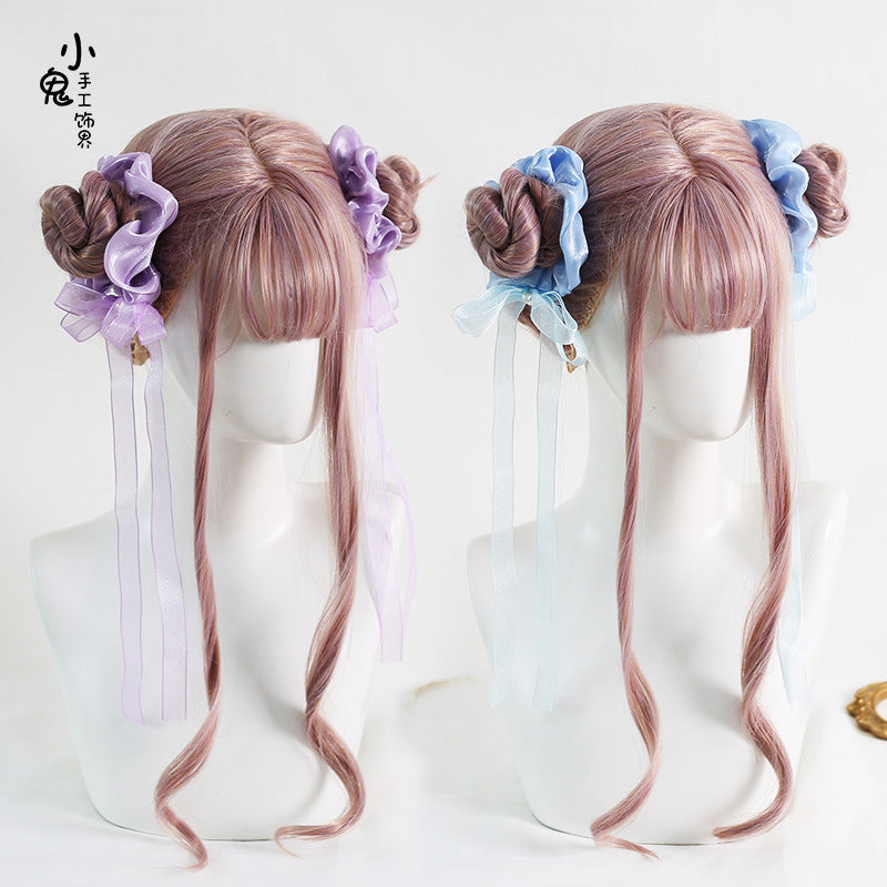 Double Ponytail Lolita Hair Tie Chinese Style Ribbon Bun National Style Girl Bun Hair Accessory Mermaid Princess Hair Tie - Lolita Fetch