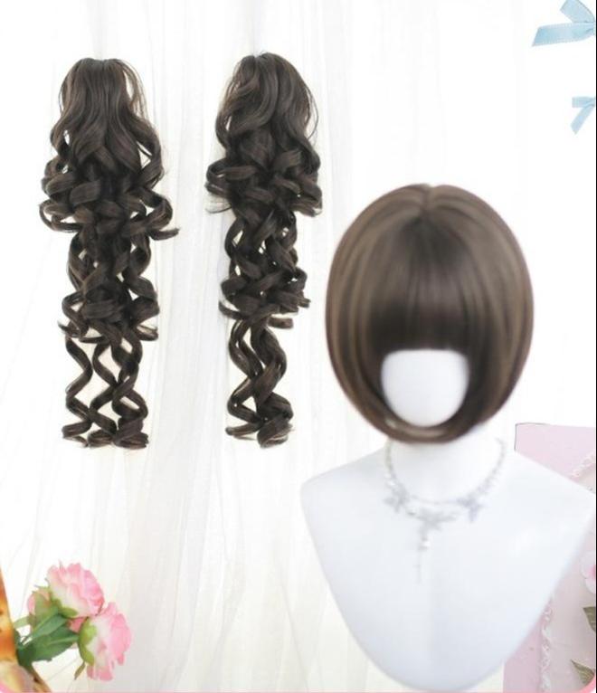 Dalao Home - Flo Wig - Sweet Lolita Long Curly Wigs, Detachable Ponytail
