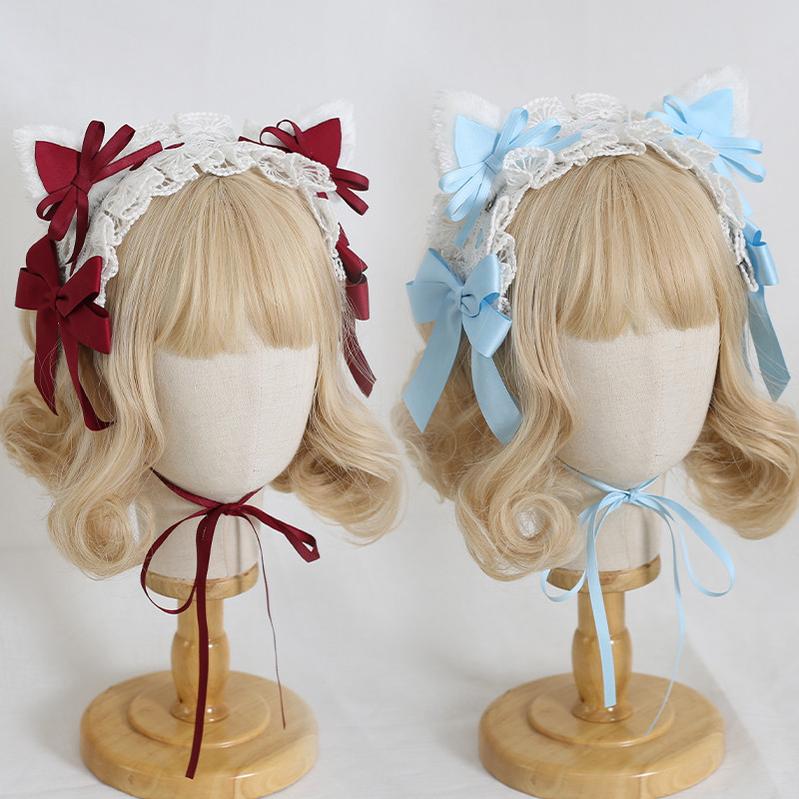 Xiaogui - Sweet Lolita Cat Ear Bow Headband - Headwear