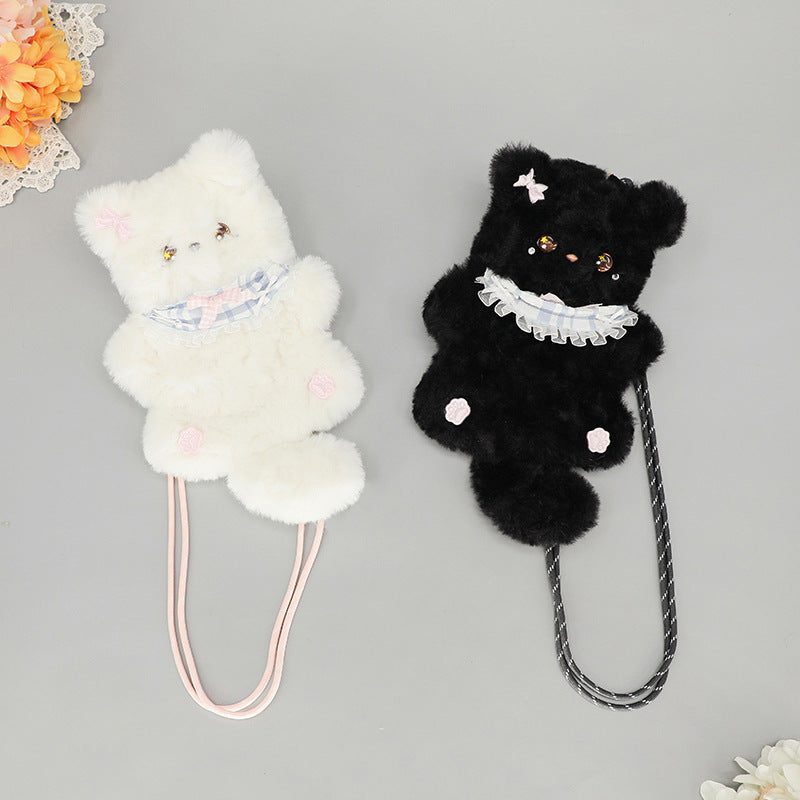 Plush Cat Cute Crossbody Bag Anime Girl Heart Small Bag Comic Exhibition Y2K Japanese Lolita Doll Bag - Lolita Fetch