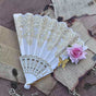 White Gilded Butterfly Fan, Pink Rose, with Pendant